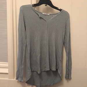 Gab and Kate teal waffle long sleeve